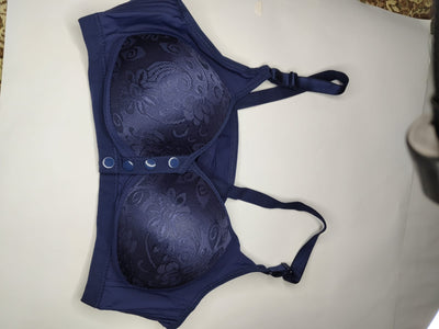 Midnight Bloom – Deep Navy Blue Full Coverage Bra