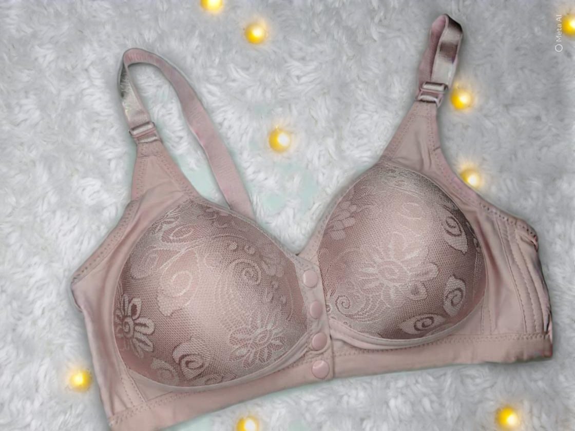 Midnight Bloom – Deep Navy Blue Full Coverage Bra