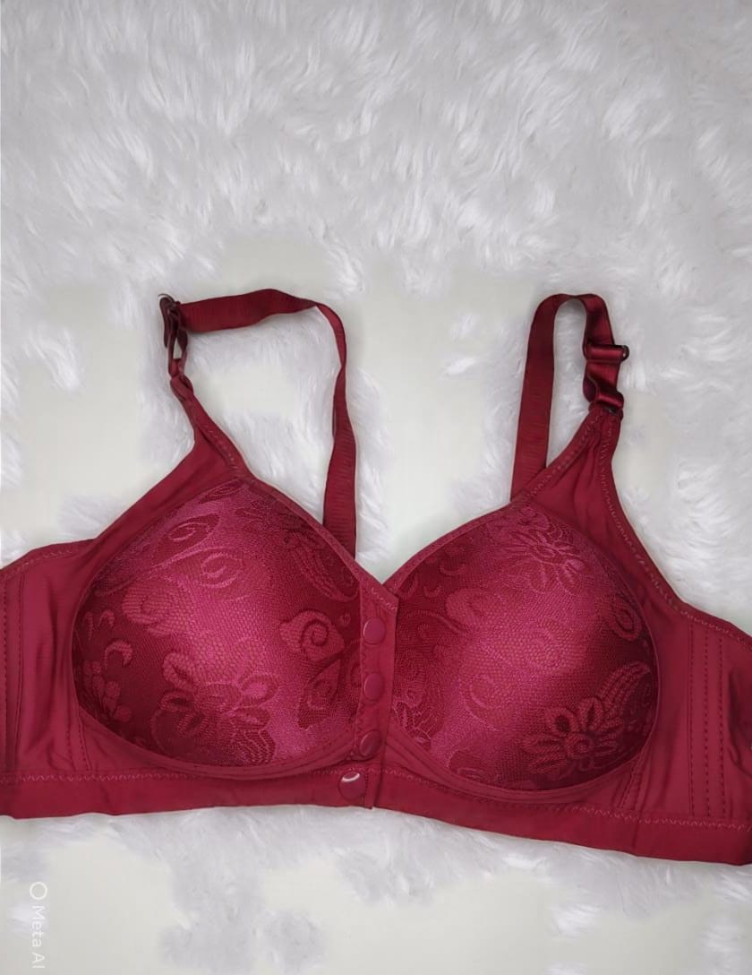 Midnight Bloom – Deep Navy Blue Full Coverage Bra